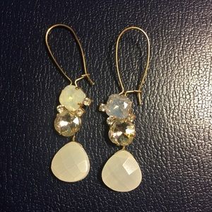 Anthropologie Gold and White Dangle Earrings